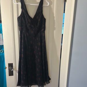 Anne Klein Black and Brown Polka Dot Midi Dress